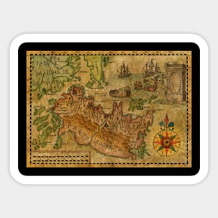 Old Nautical Map 7 (Fantasy). Sticker